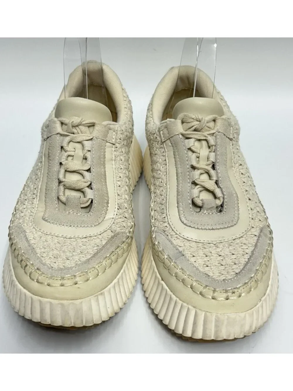 Dolce Vita Dolen Platform Sneakers Womens Size 9.5 Ivory Low Top Lace-Up Casual